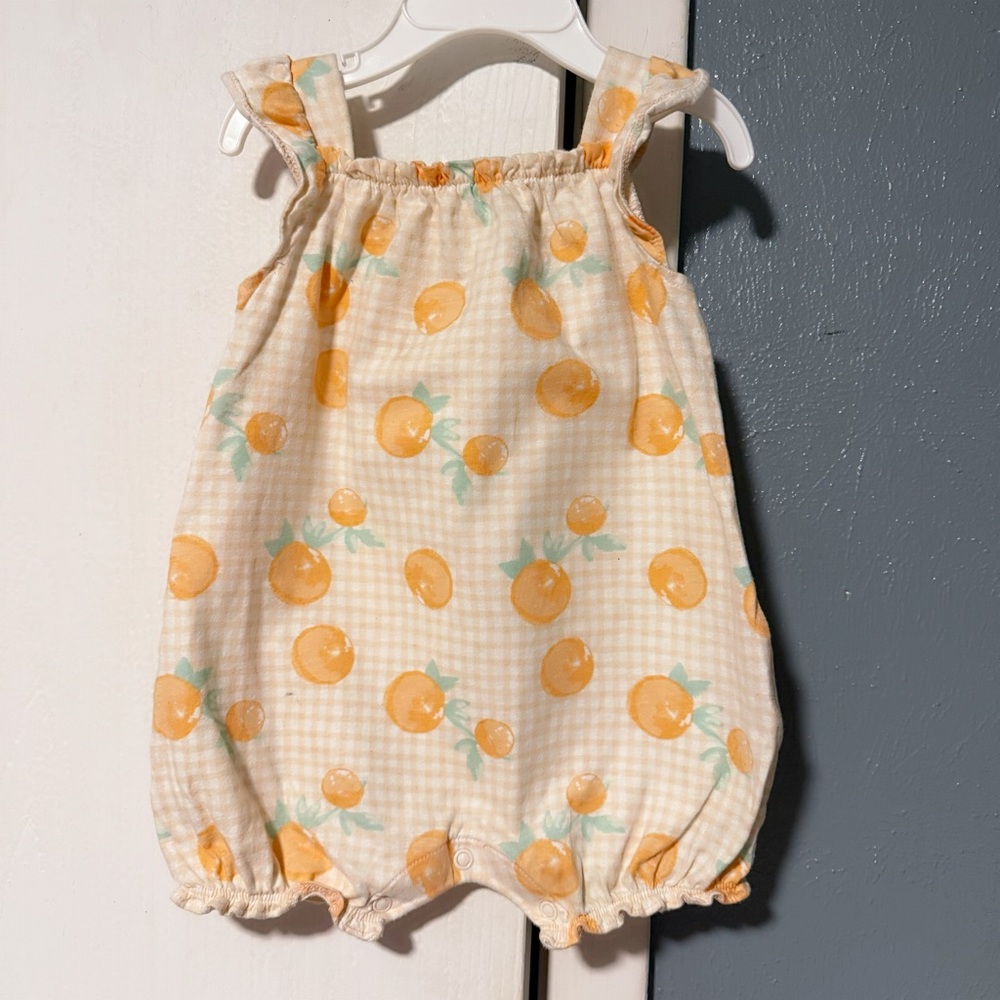 Carter's Peach and Mint Gingham Baby Romper